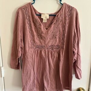 Cynthia Rowley Mauve Blouse with Lace Accents